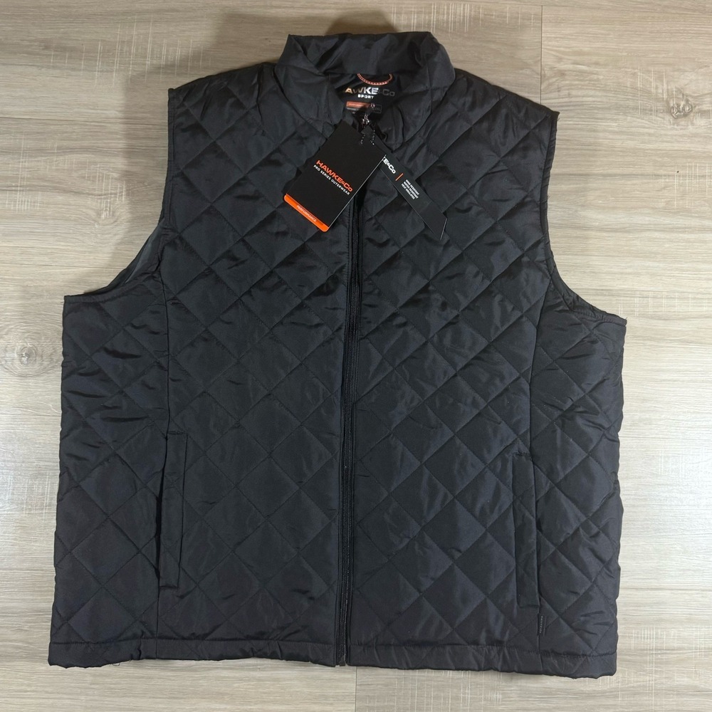 Hawke & Co Sport Performance Quilted Vest  Men  2XL Black Full Zip Windbreaker‎